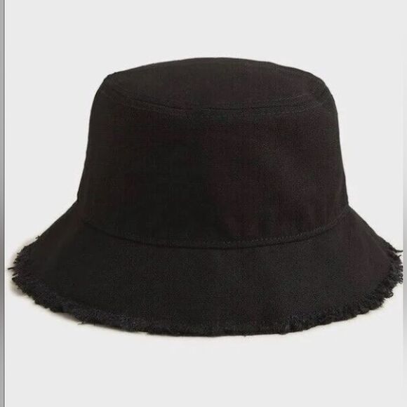 J. Crew Black Canvas Bucket Hat With Frayed Edge Size S/M - Picture 1 of 7